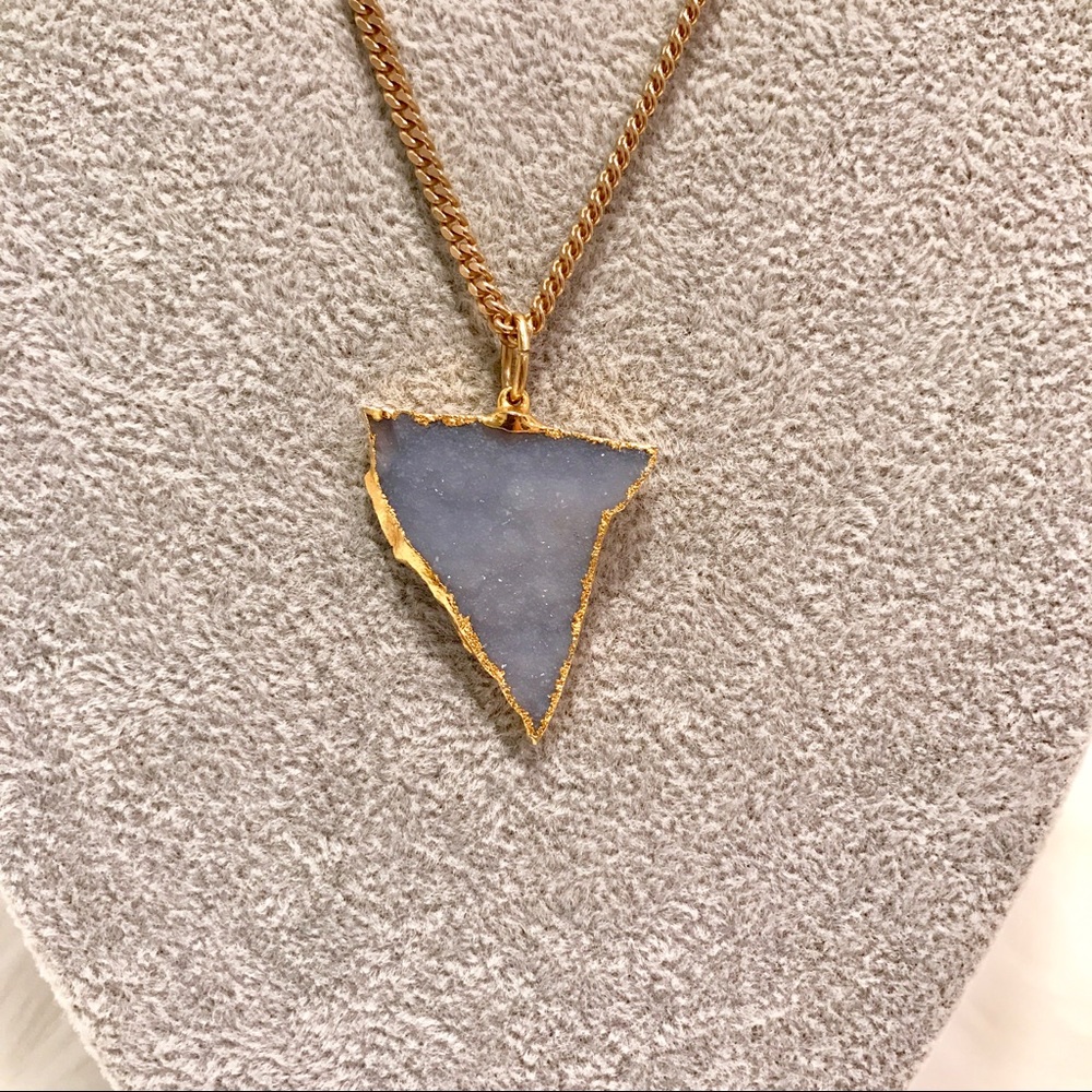 Gold Dipped Druzy Genuine Geode Necklace In Periw… - image 5